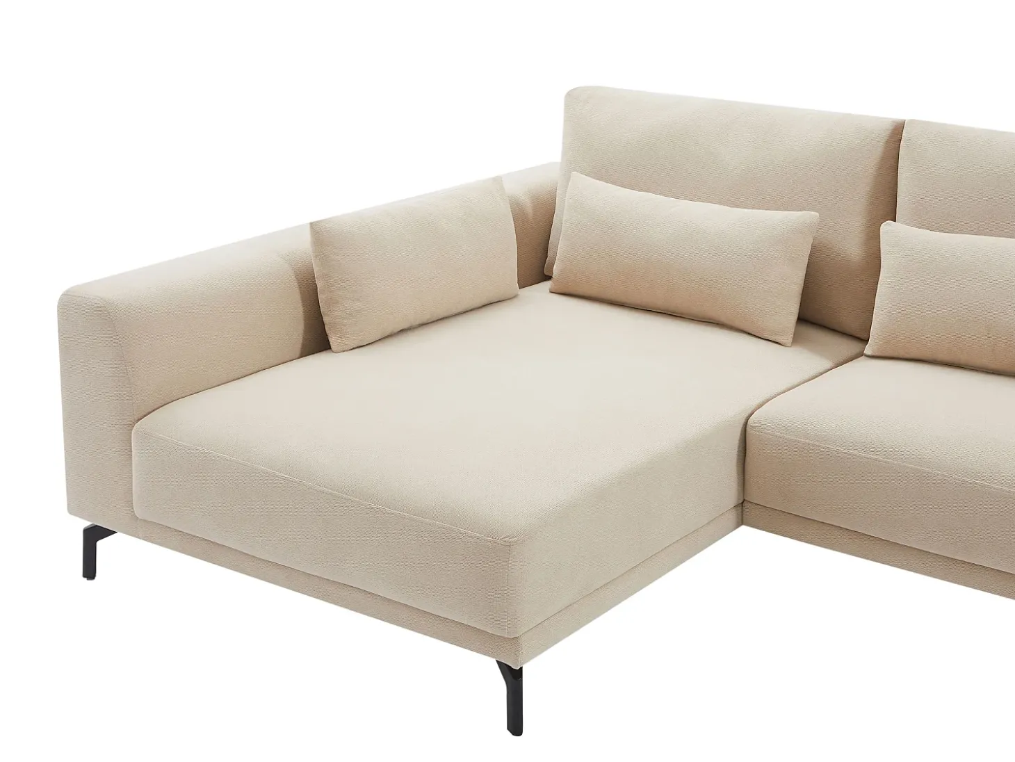 Sofá rinconera izquierda en tela texturizada beige 5 plazas TILANIA