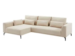 Sofá rinconera izquierda en tela texturizada beige 5 plazas TILANIA