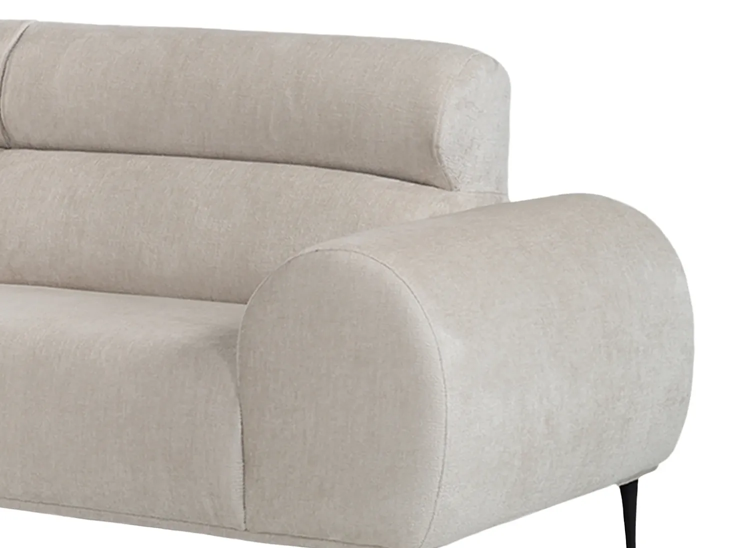 Sofá rinconera izquierda en chenilla beige 5 plazas MALIADA
