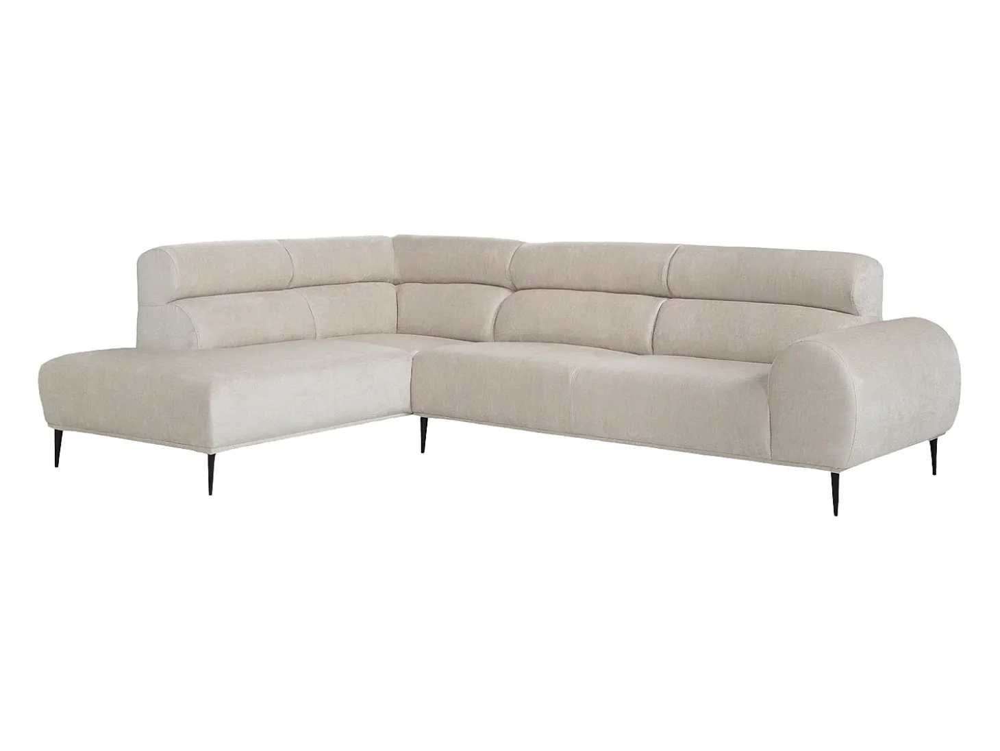 Sofá rinconera izquierda en chenilla beige 5 plazas MALIADA