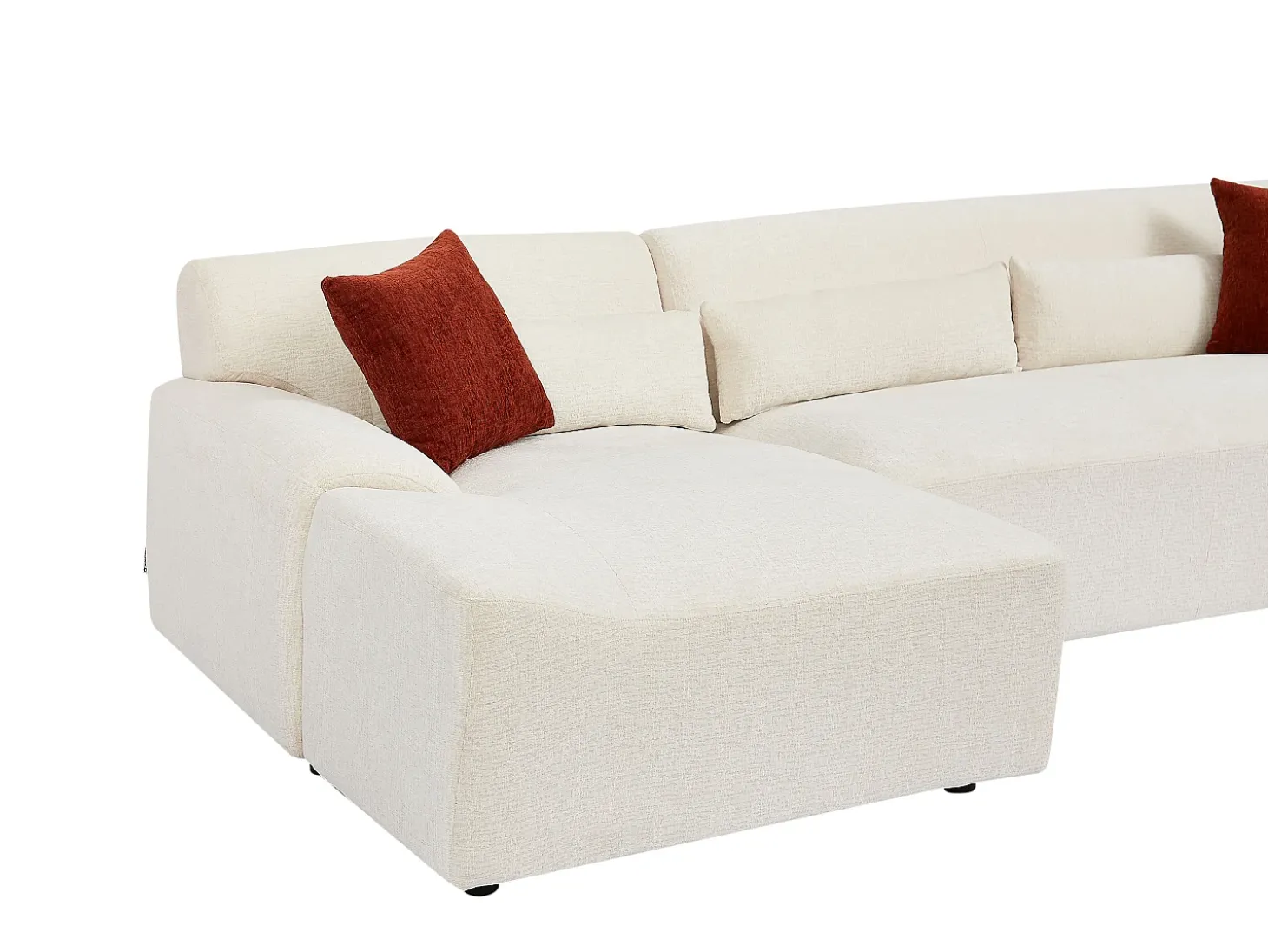 Sofá rinconera izquierda en chenilla beige OVILIO