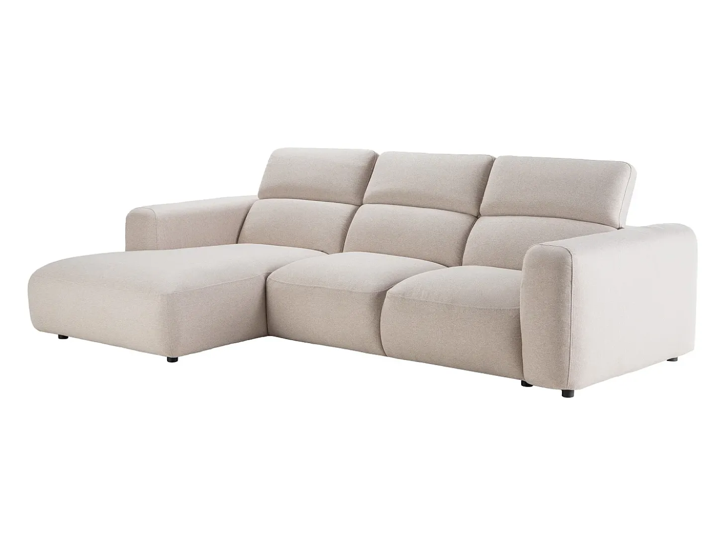 Sofá rinconera izquierda en tela jaspeada beige NELORIM