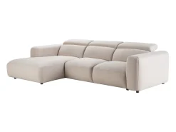 Sofá rinconera izquierda en tela jaspeada beige NELORIM