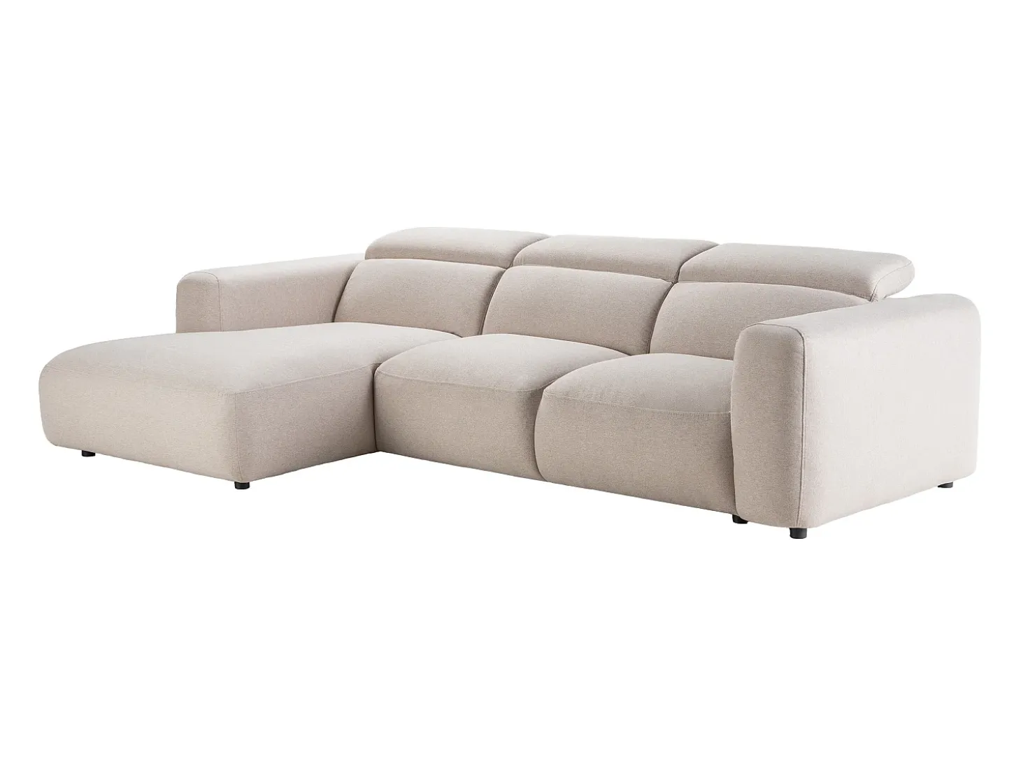 Sofá rinconera izquierda en tela jaspeada beige NELORIM