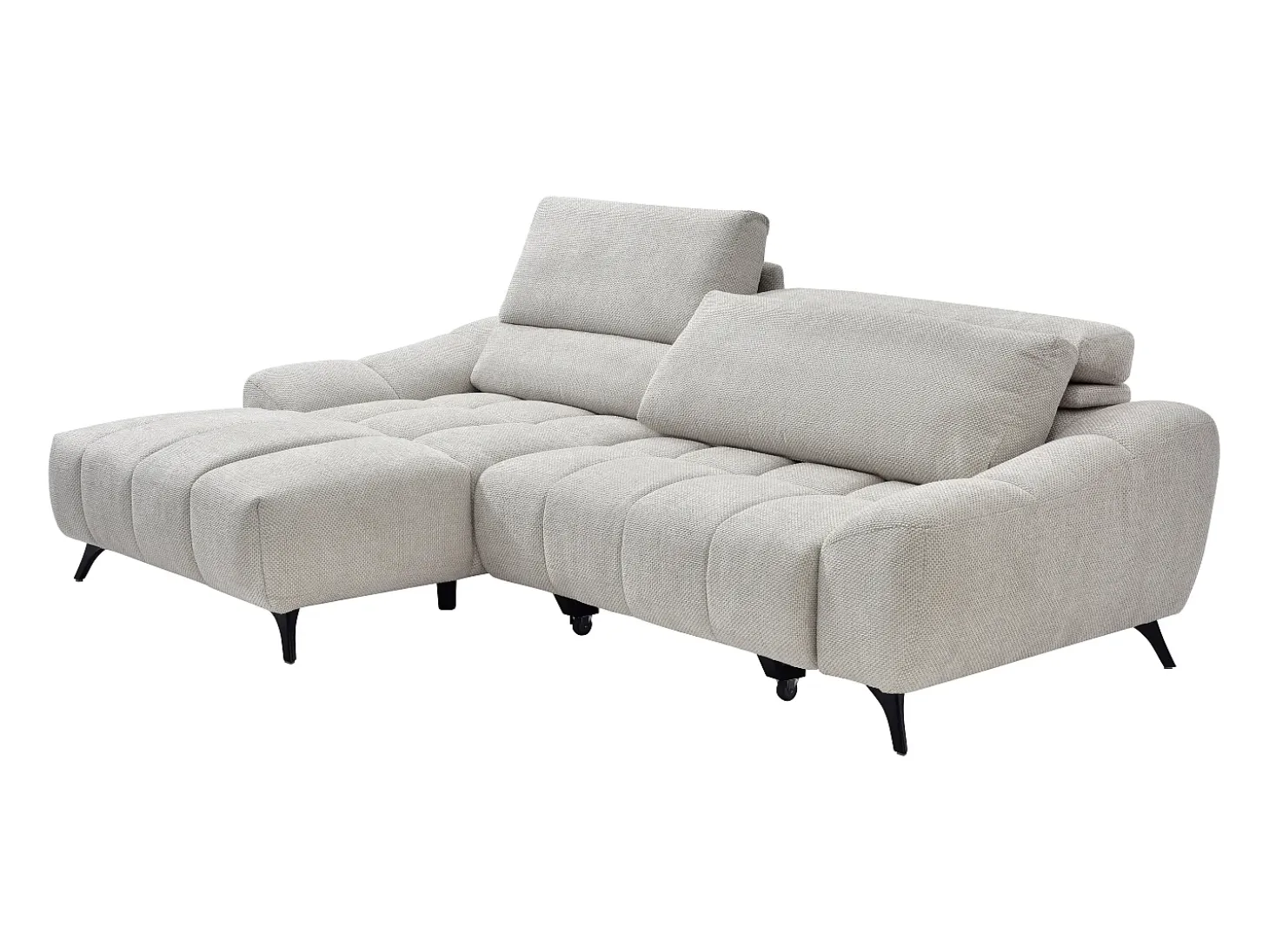Sofá rinconera izquierda relax con asiento deslizante en tela beige ELOSIA