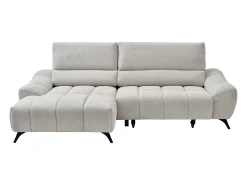 Sofá rinconera izquierda relax con asiento deslizante en tela beige ELOSIA