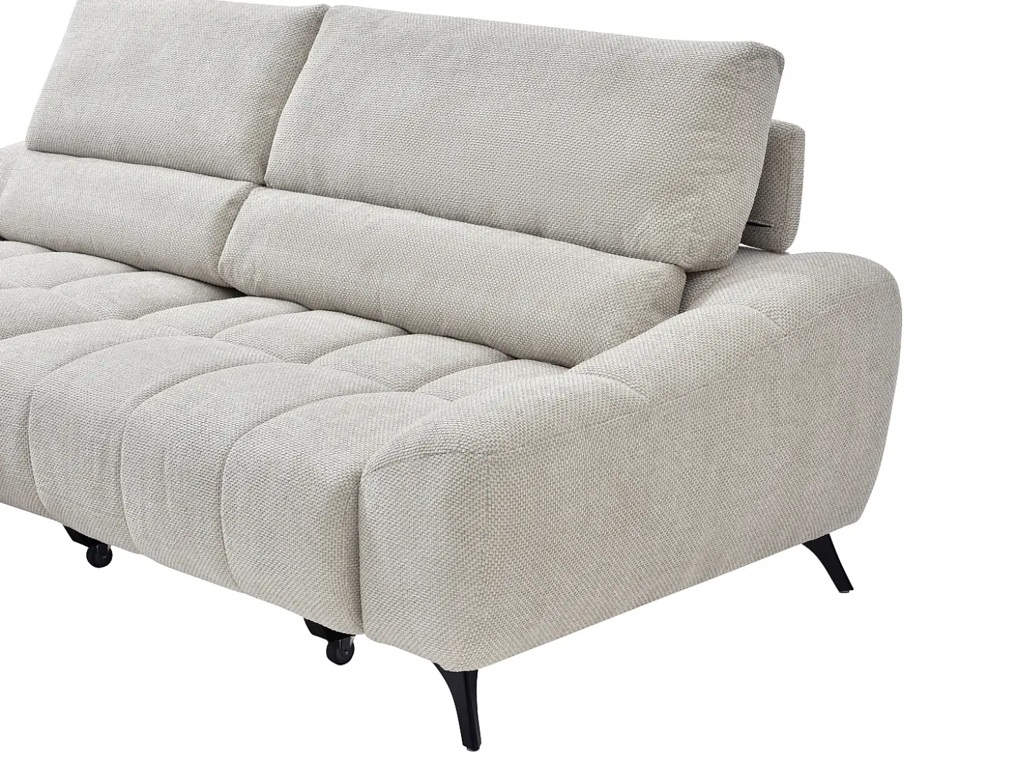 Sofá rinconera izquierda relax con asiento deslizante en tela beige ELOSIA