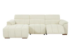 Sofá rinconera izquierda relax eléctrico de tela beige efecto acolchado MOLPICA