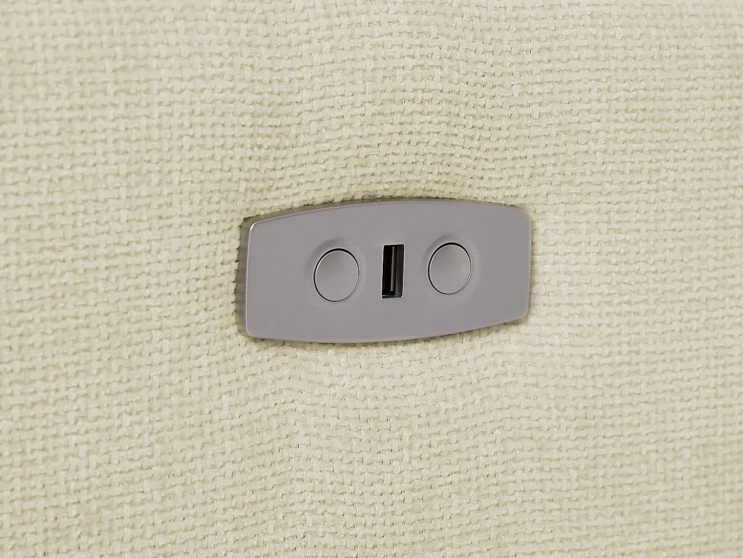 Sofá rinconera izquierda relax eléctrico de tela beige efecto acolchado MOLPICA