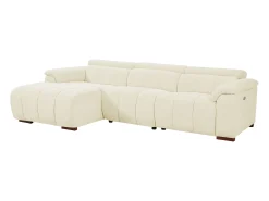 Sofá rinconera izquierda relax eléctrico de tela beige efecto acolchado MOLPICA