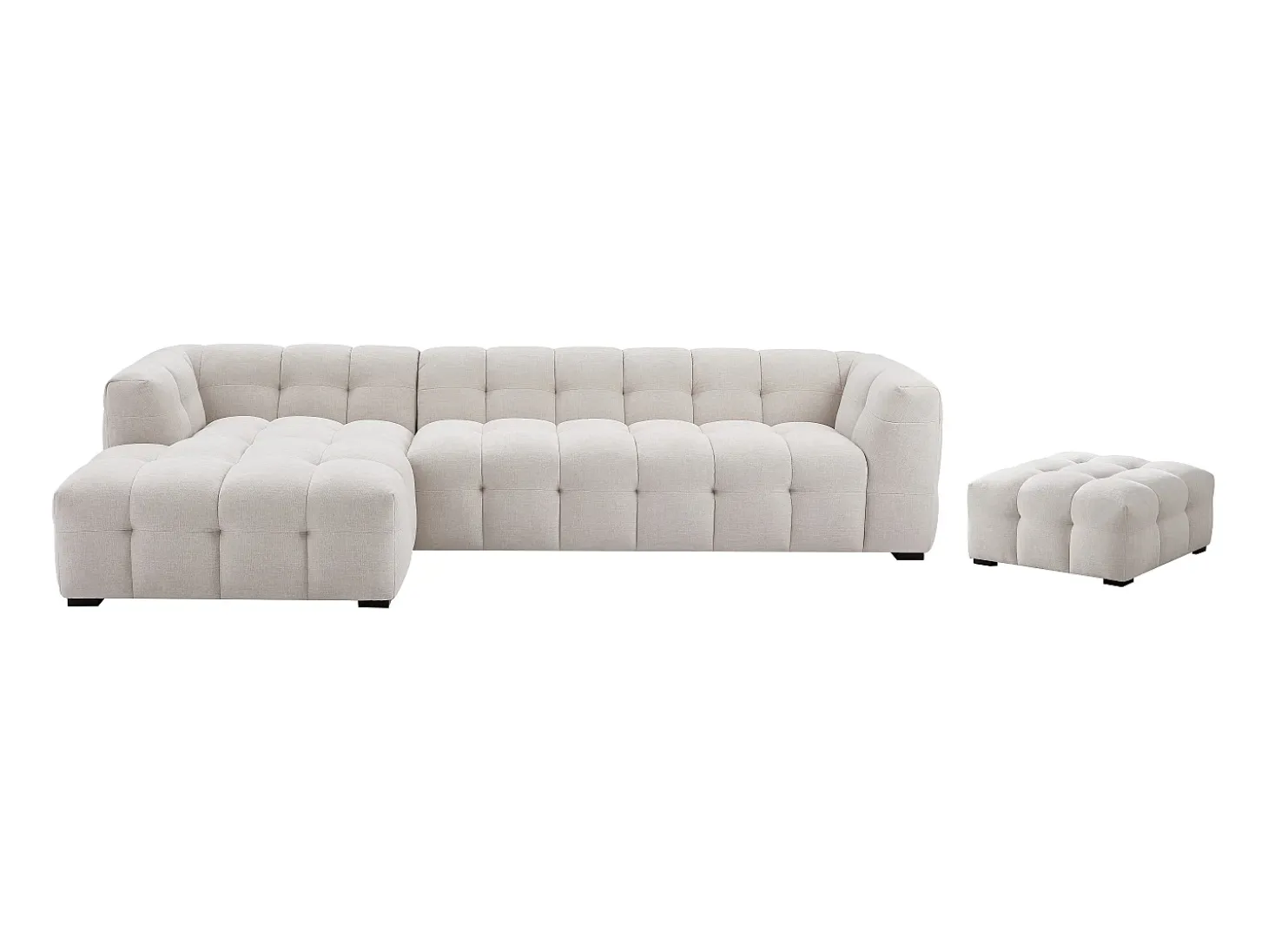 Sofá rinconera izquierda y chaise longe de tela beige DILOME de Pascal Morabito