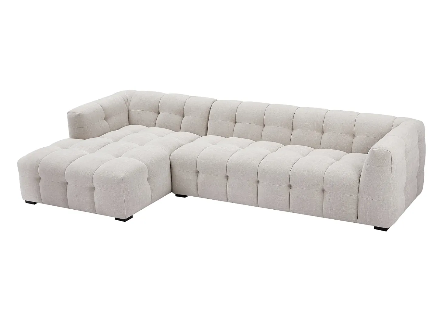 Sofá rinconera izquierda y chaise longe de tela beige DILOME de Pascal Morabito