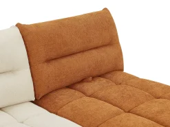Sofá rinconera modular con respaldo avanzado-retrocedido en tela beige y terracota APOLIU