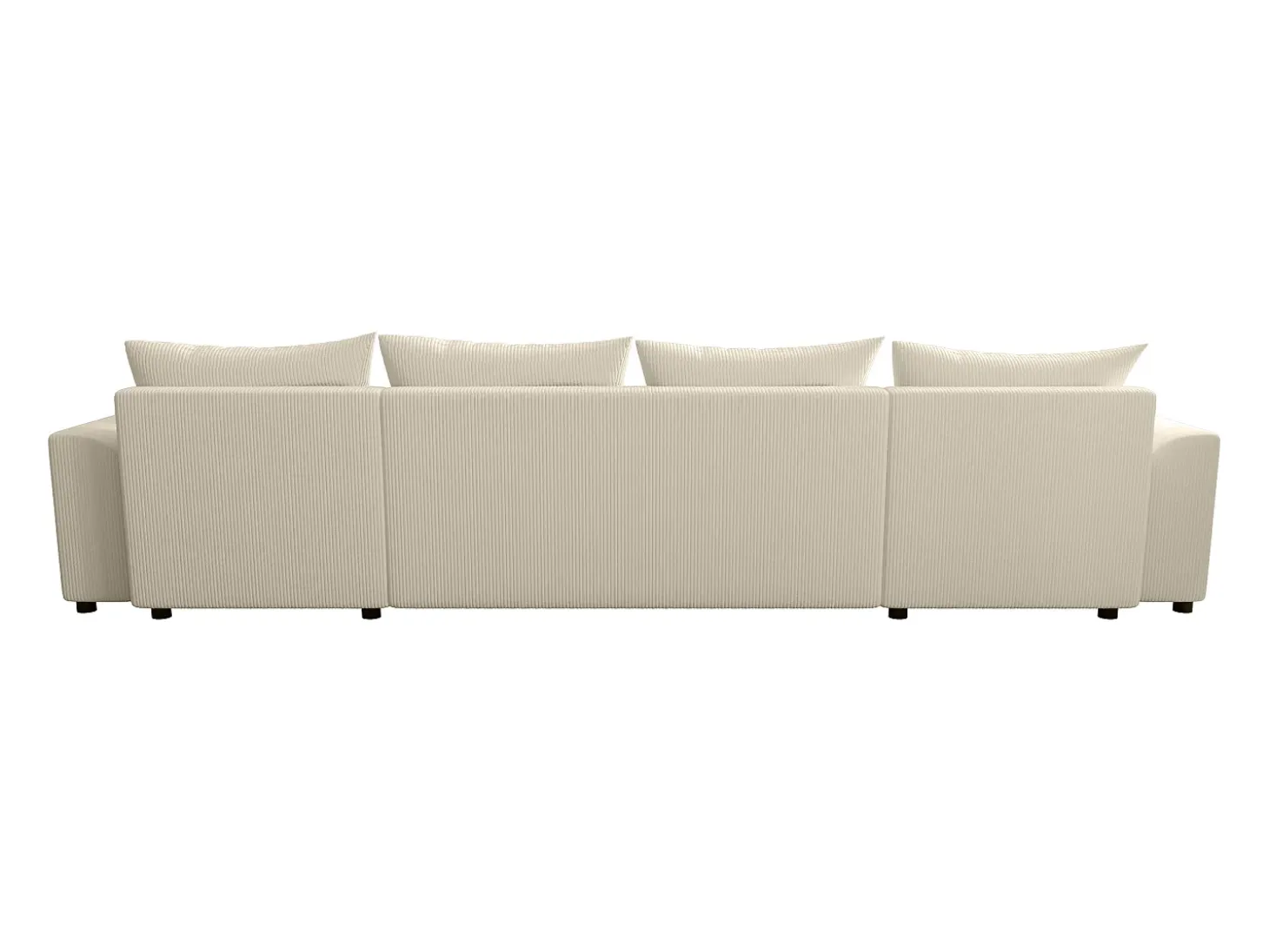 Sofá rinconera panorámico de pana beige acanalado NESSARO