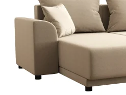 Sofá rinconera panorámico de tela beige NESSARO