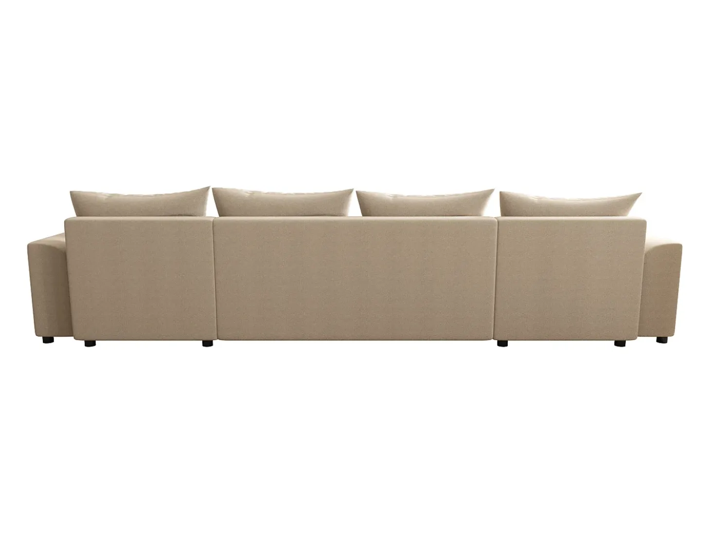 Sofá rinconera panorámico de tela beige NESSARO