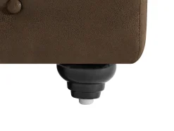 Sofá rinconera panorámico y puf de microfibra aspecto cuero envejecido CHESTERFIELD