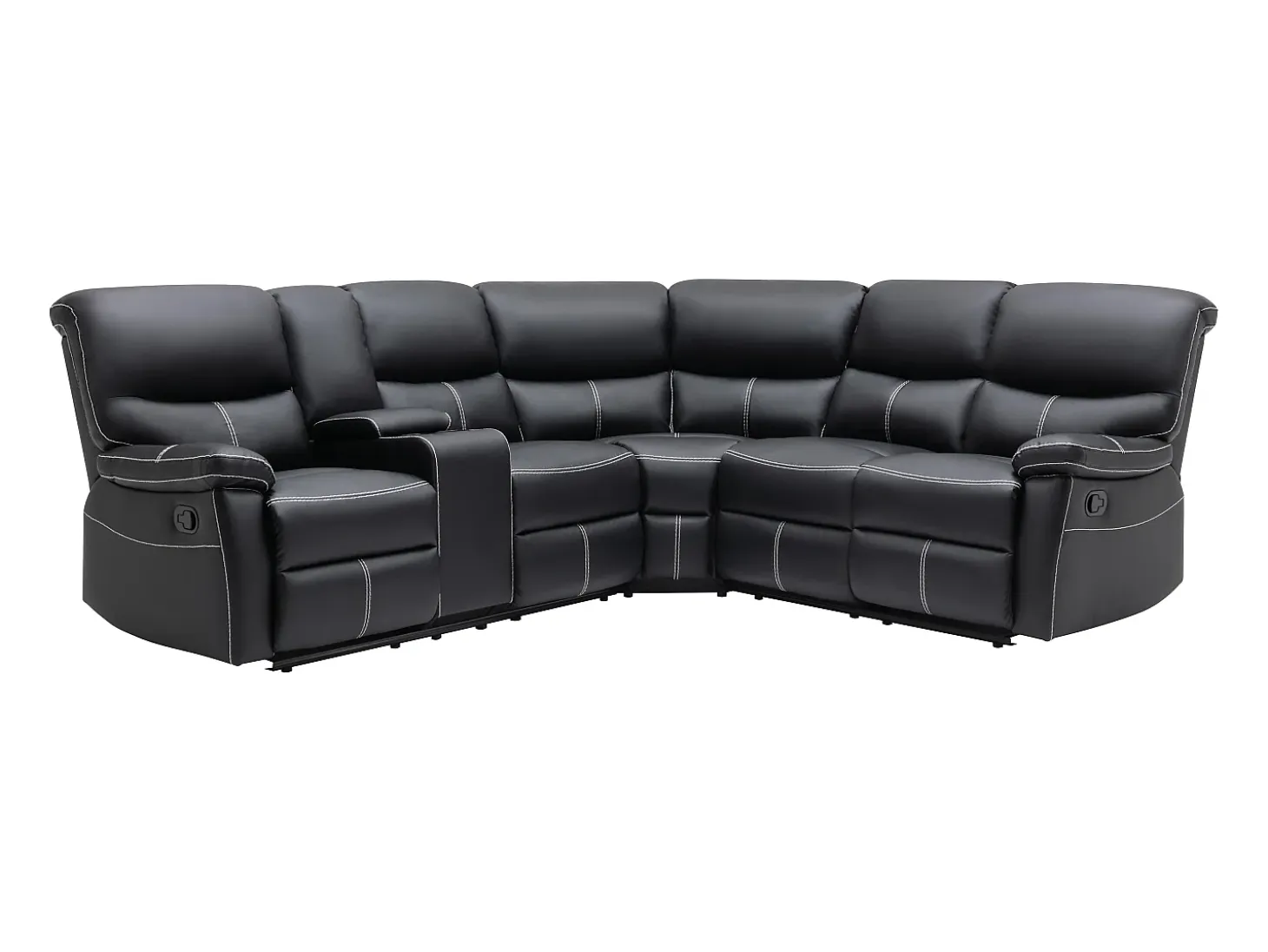 Sofá rinconera relax: manual de piel sintética negra CANBY