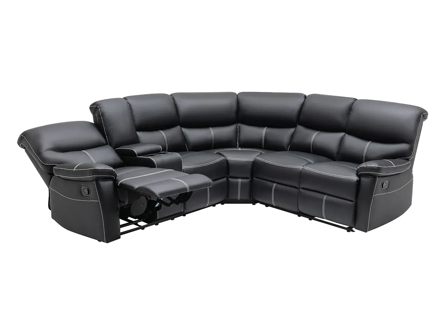 Sofá rinconera relax: manual de piel sintética negra CANBY