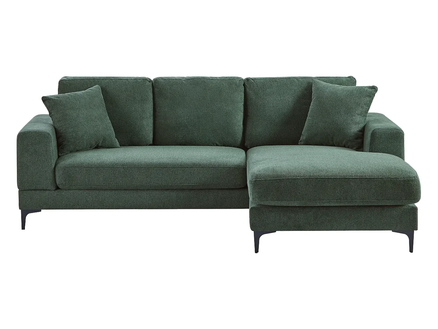 Sofá rinconera reversible en tela texturizada verde JAMOLO