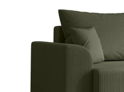 Sofá rinconera reversible de pana verde caqui NESSARO