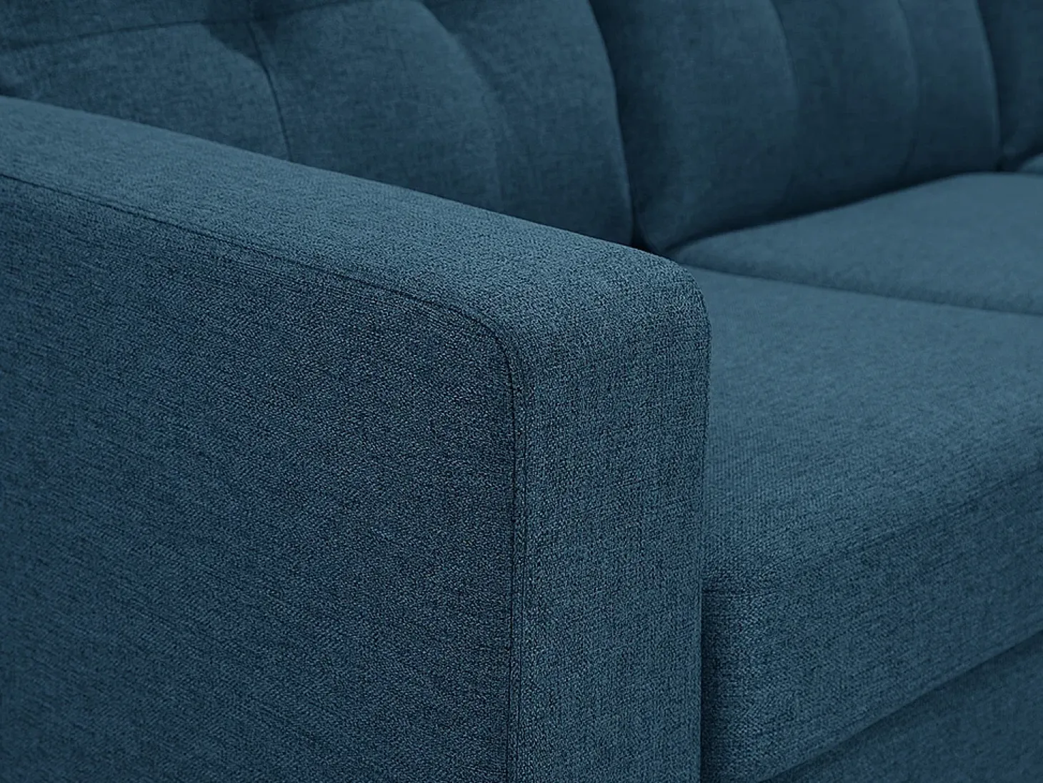 Sofá rinconera reversible de tela azul oscuro patas de madera BARTOLOME