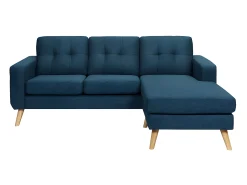 Sofá rinconera reversible de tela azul oscuro patas de madera BARTOLOME