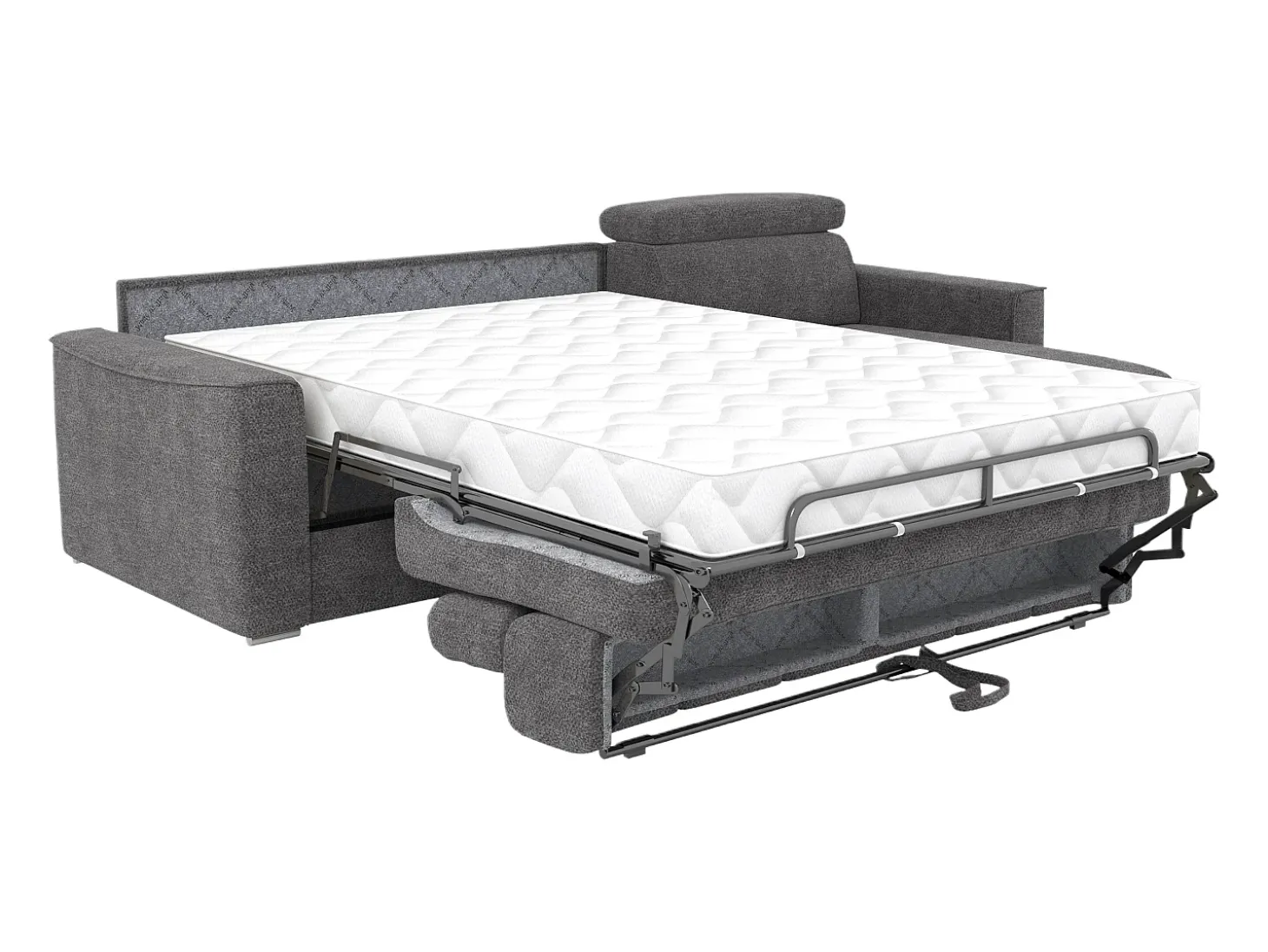 Sofá rinconera reversible convertible tipo italiano en tela gris - Cama 160 cm VIZIR