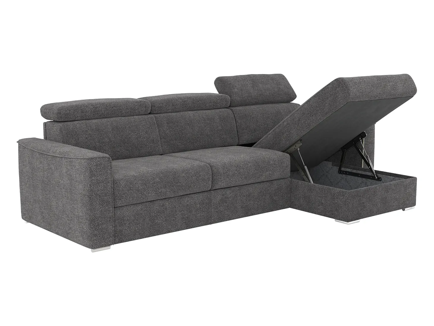 Sofá rinconera reversible convertible tipo italiano en tela gris - Cama 160 cm VIZIR