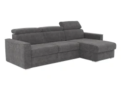 Sofá rinconera reversible convertible tipo italiano en tela gris - Cama 160 cm VIZIR