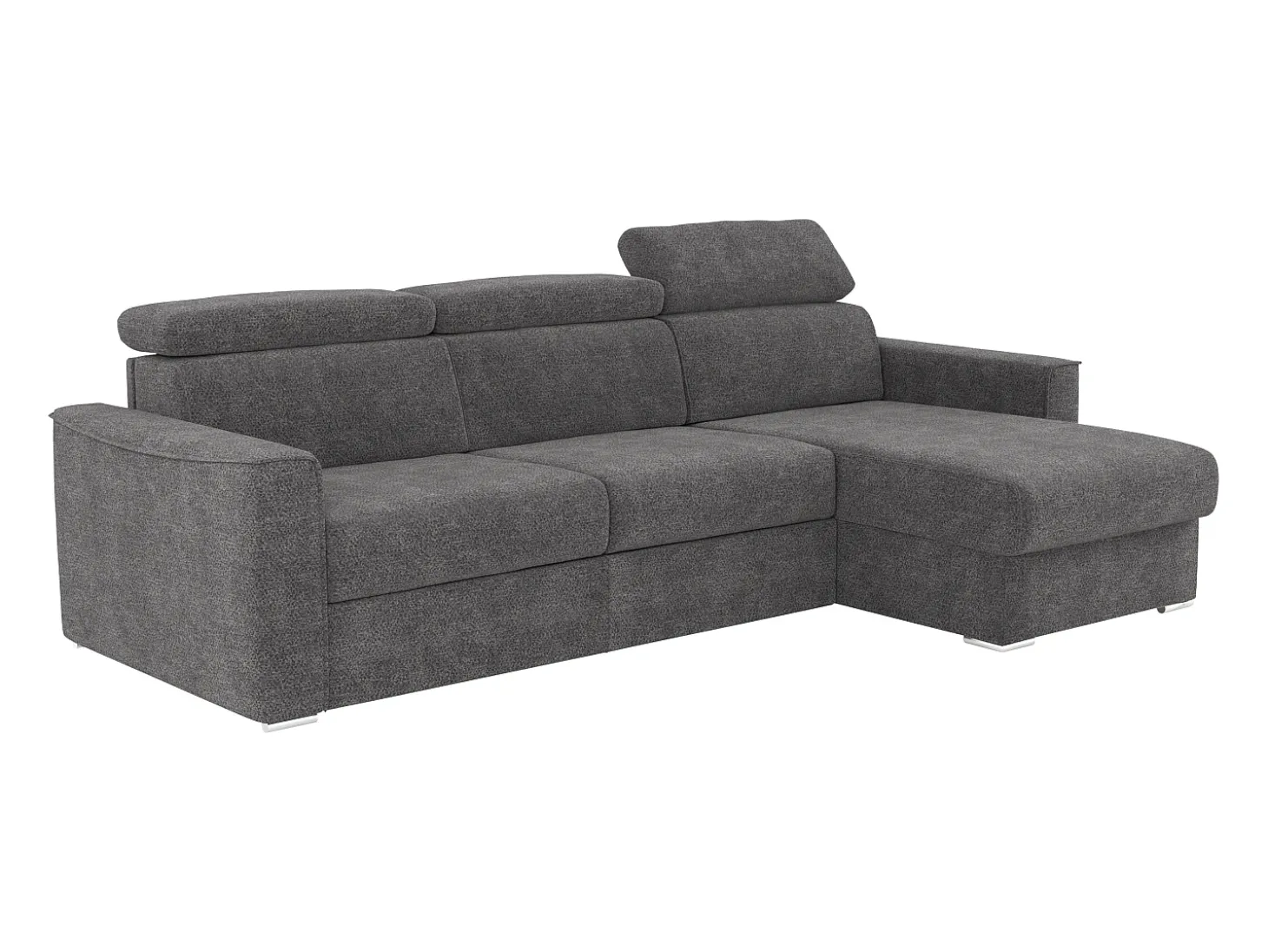 Sofá rinconera reversible convertible tipo italiano en tela gris - Cama 160 cm VIZIR