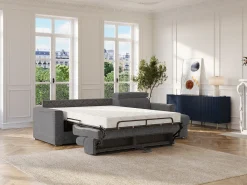 Sofá rinconera reversible convertible tipo italiano en tela gris - Cama 160 cm VIZIR