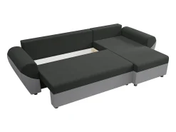 Sofá rinconera reversible de tela negra y gris LIERNO