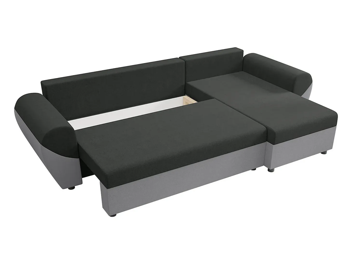 Sofá rinconera reversible de tela negra y gris LIERNO