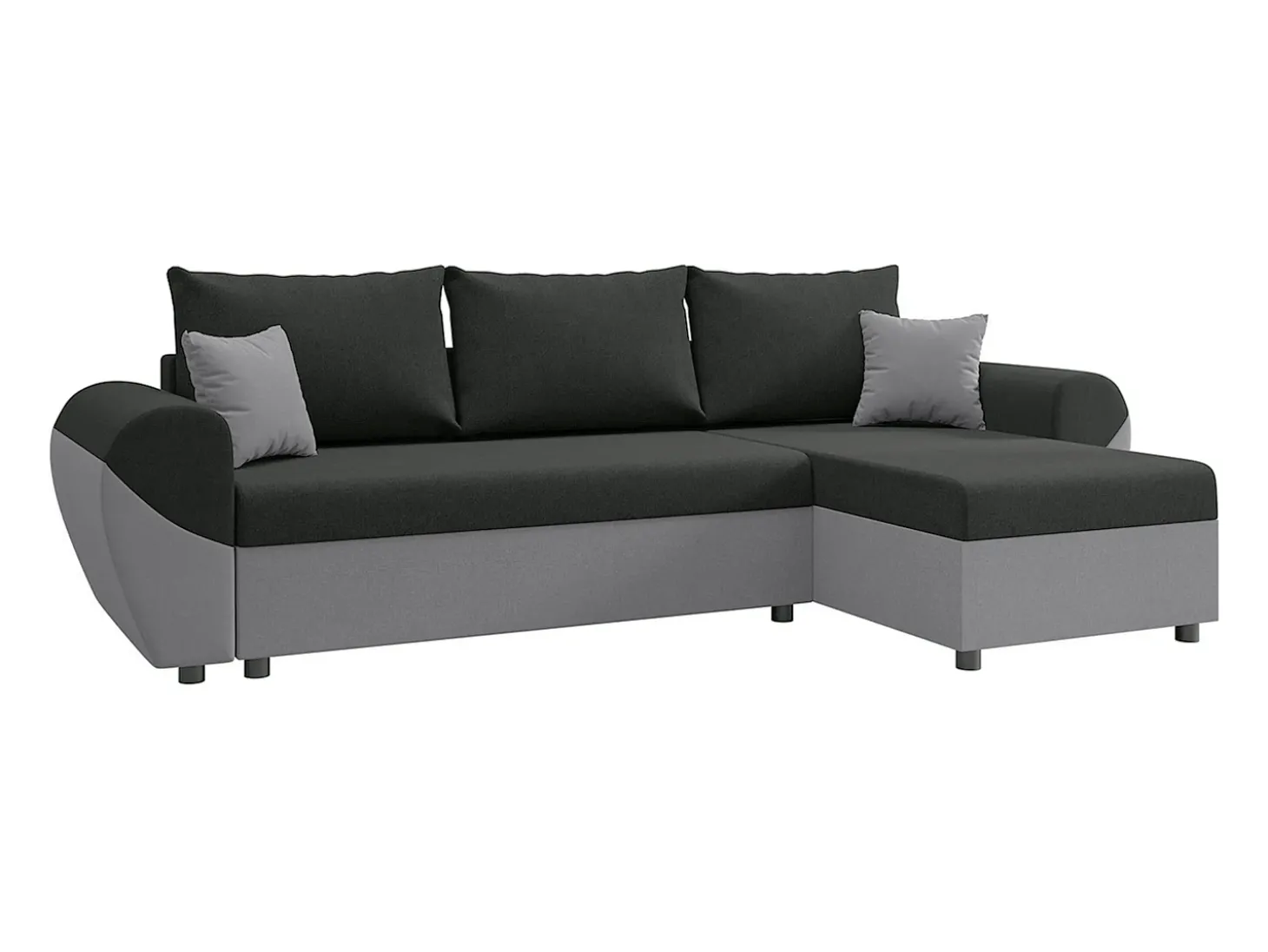 Sofá rinconera reversible de tela negra y gris LIERNO