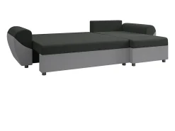 Sofá rinconera reversible de tela negra y gris LIERNO
