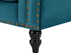 Sofá rinconera reversible de terciopelo capitoné verde azulado TURNER