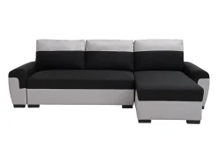 Sofá rinconera reversible de tela negro y gris claro GABY II