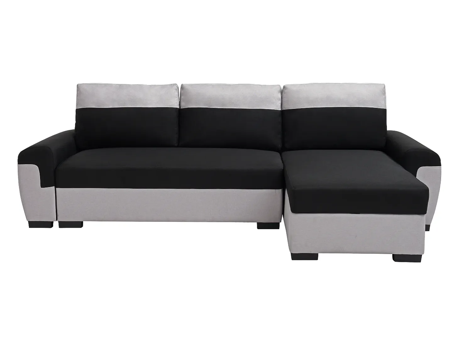 Sofá rinconera reversible de tela negro y gris claro GABY II