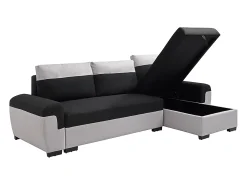 Sofá rinconera reversible de tela negro y gris claro GABY II