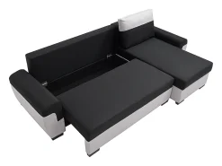 Sofá rinconera reversible de tela negro y gris claro GABY II