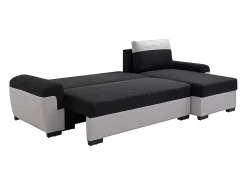 Sofá rinconera reversible de tela negro y gris claro GABY II
