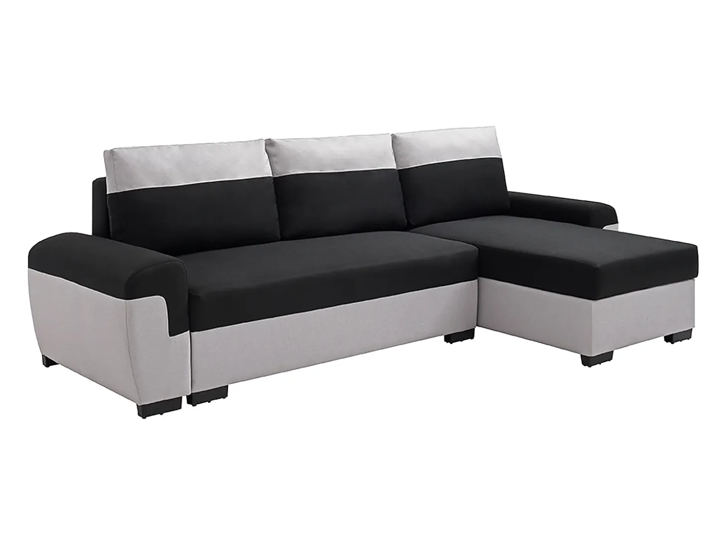Sofá rinconera reversible de tela negro y gris claro GABY II