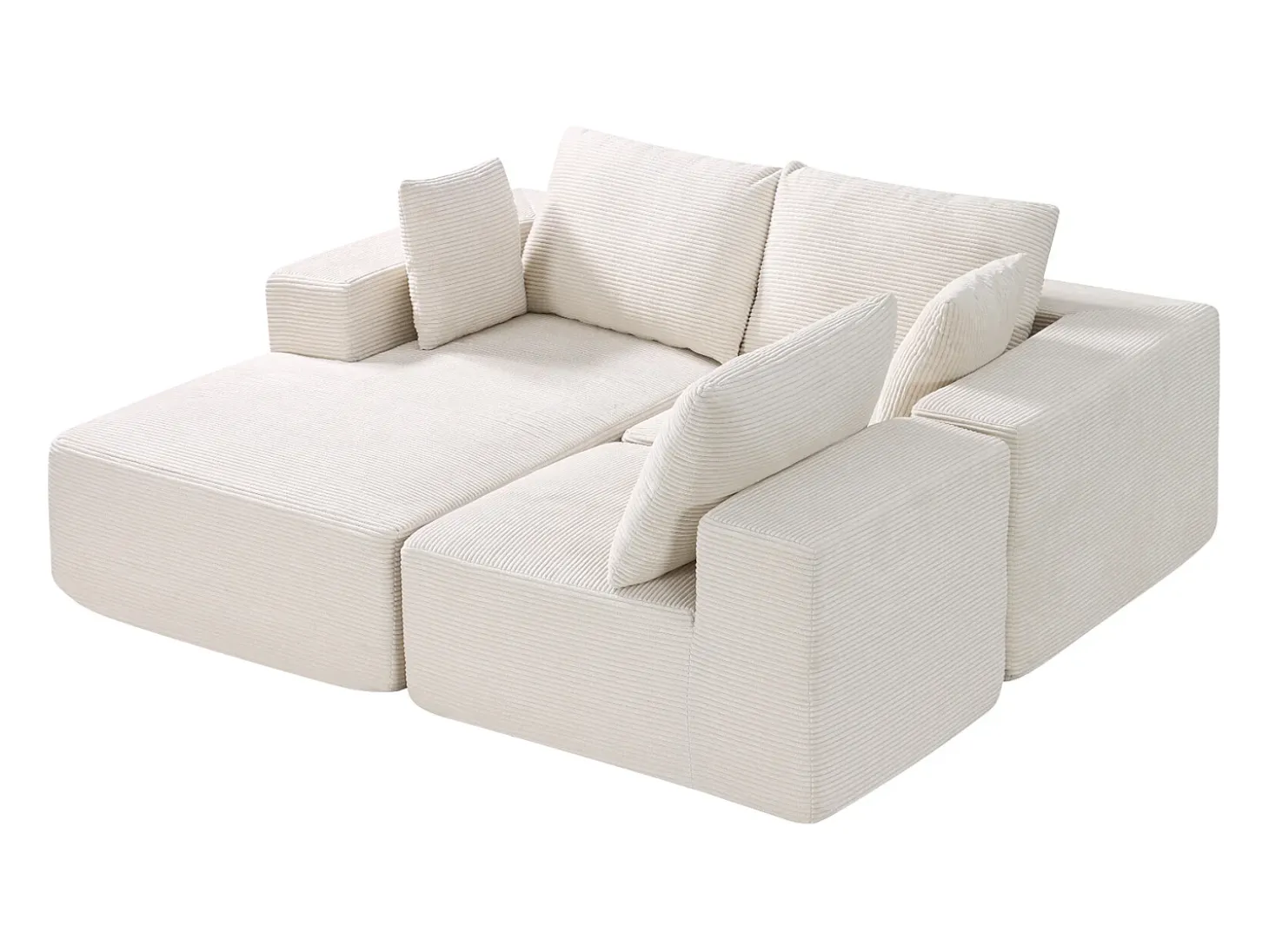 Sofá Seccional Modular SucceBuy en Forma de L con Chaise Longue y Cojín Beige