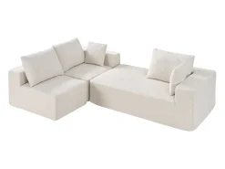 Sofá Seccional Modular SucceBuy en Forma de L con Chaise Longue y Cojín Beige