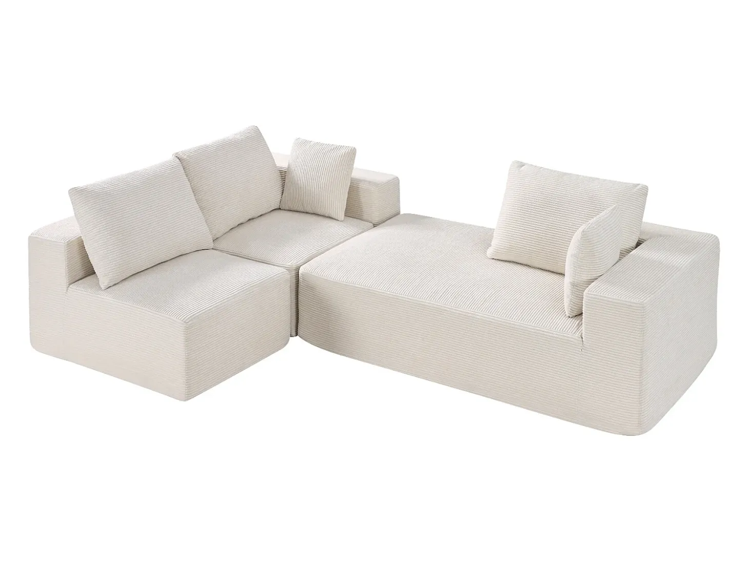 Sofá Seccional Modular SucceBuy en Forma de L con Chaise Longue y Cojín Beige