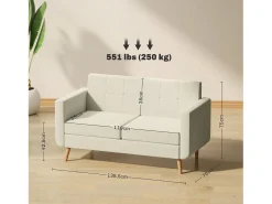 Sofá Sere Homcom 2 plazas con reposabrazos crema 75x138,5x70 cm
