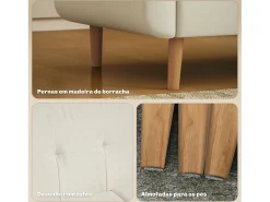 Sofá Sere Homcom 2 plazas con reposabrazos crema 75x138,5x70 cm