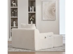 Sofá 147x110x67cm Bolsillos laterales Espuma de alta densidad Pana Beige