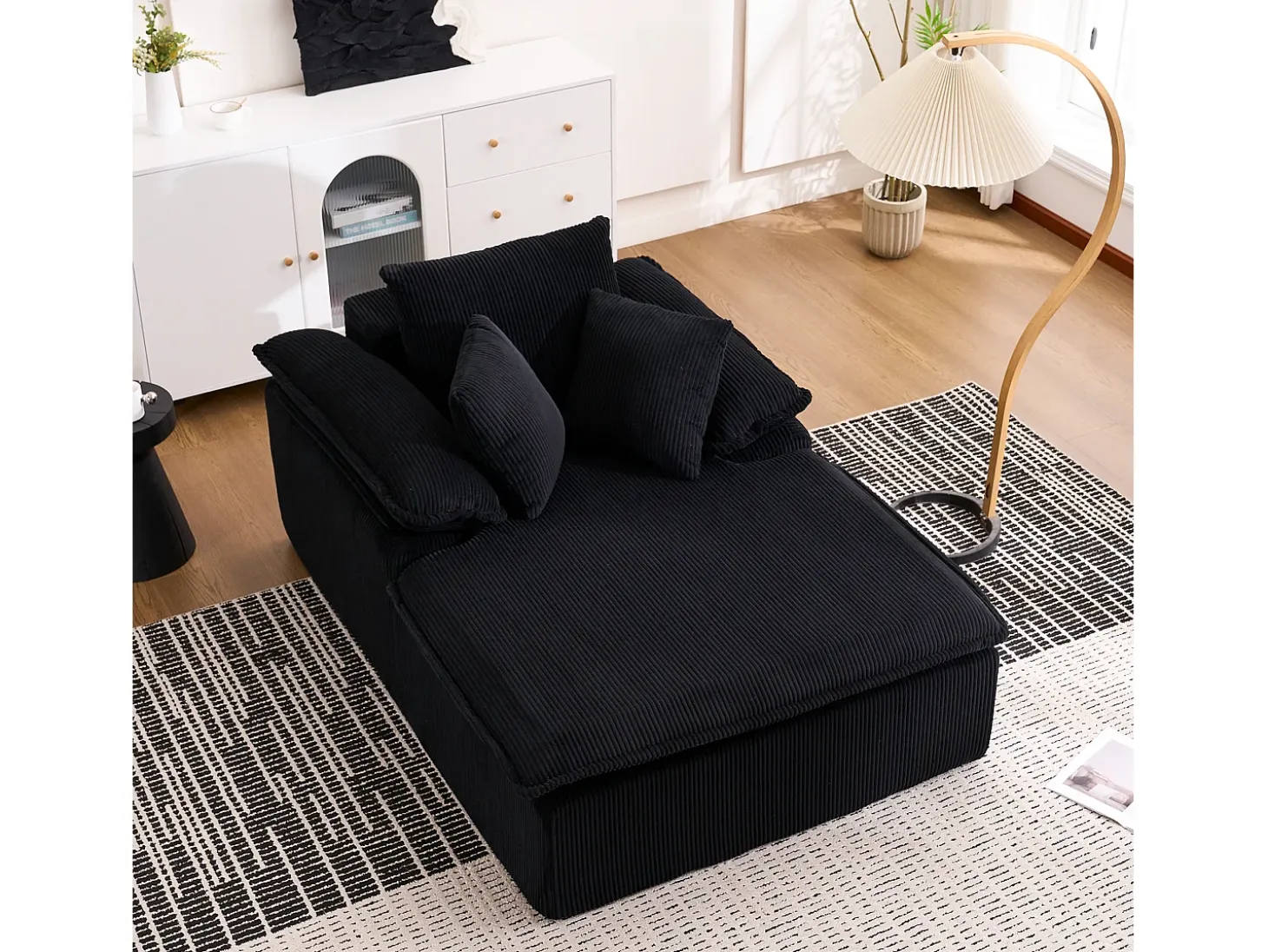 Sofá 177x122x92cm diseño sin armazon listo para usar espuma alta densidad pana Negro